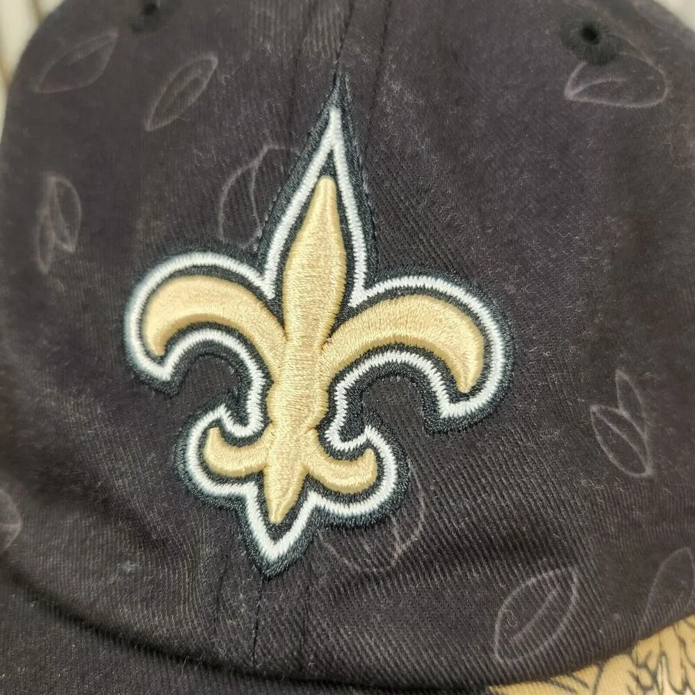 New Orleans Saints OTS Strapback Hat Cap Black Gold Fleur-De-Lis Logo NFL Sports